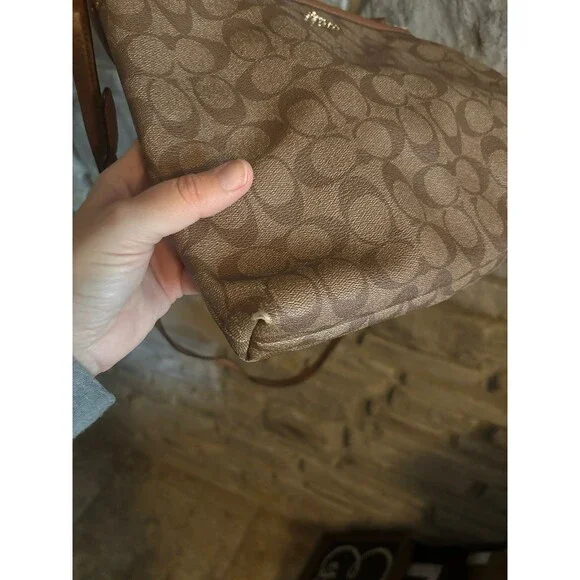 Coach F58297 Signature Zip File Crossbody Bag Purse Brown - Picture 10 of 12